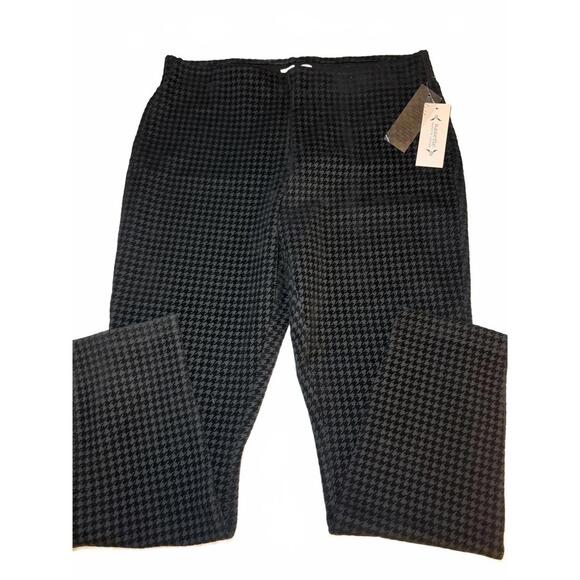 NWT Nanette Lepore Very Black Velvet Houndstooth Leggings ankle pant Sz L - Picture 1 of 9